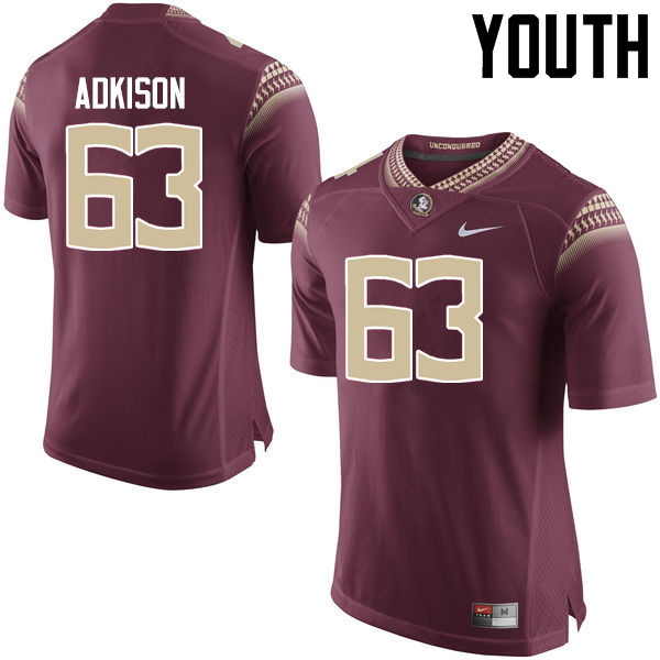 Youth #63 Tanner Adkison Florida State Seminoles College Football Jerseys-Garnet - Click Image to Close